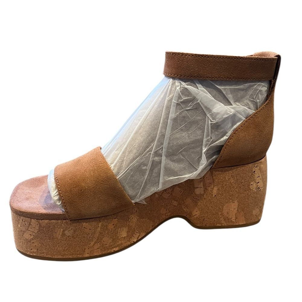 TOMS Tan Suede Cork Platform Sandals 9.5 - Picture 8 of 10